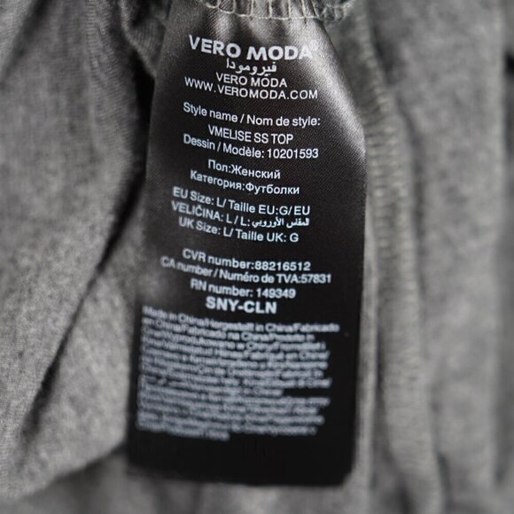 Vero Moda Grey Peplum Top Asymmetrical Hemline Size Large - Picture 6 of 6